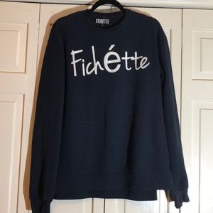 Fichette Sweatshirt Navy Front Pockets Side Zip SZ L